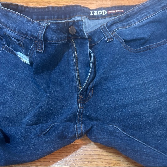 IZOD Comfort Stretch Straight Fit Men's Blue Jeans 36x32 Elastic Waist - Picture 4 of 6
